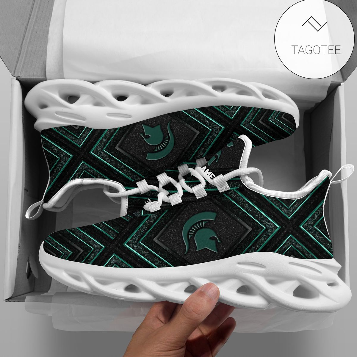 Personalized Michigan State Spartans Clunky Sneakers Max Soul Shoes Personalized Michigan State Spartans Clunky Sneakers Max Soul Shoes