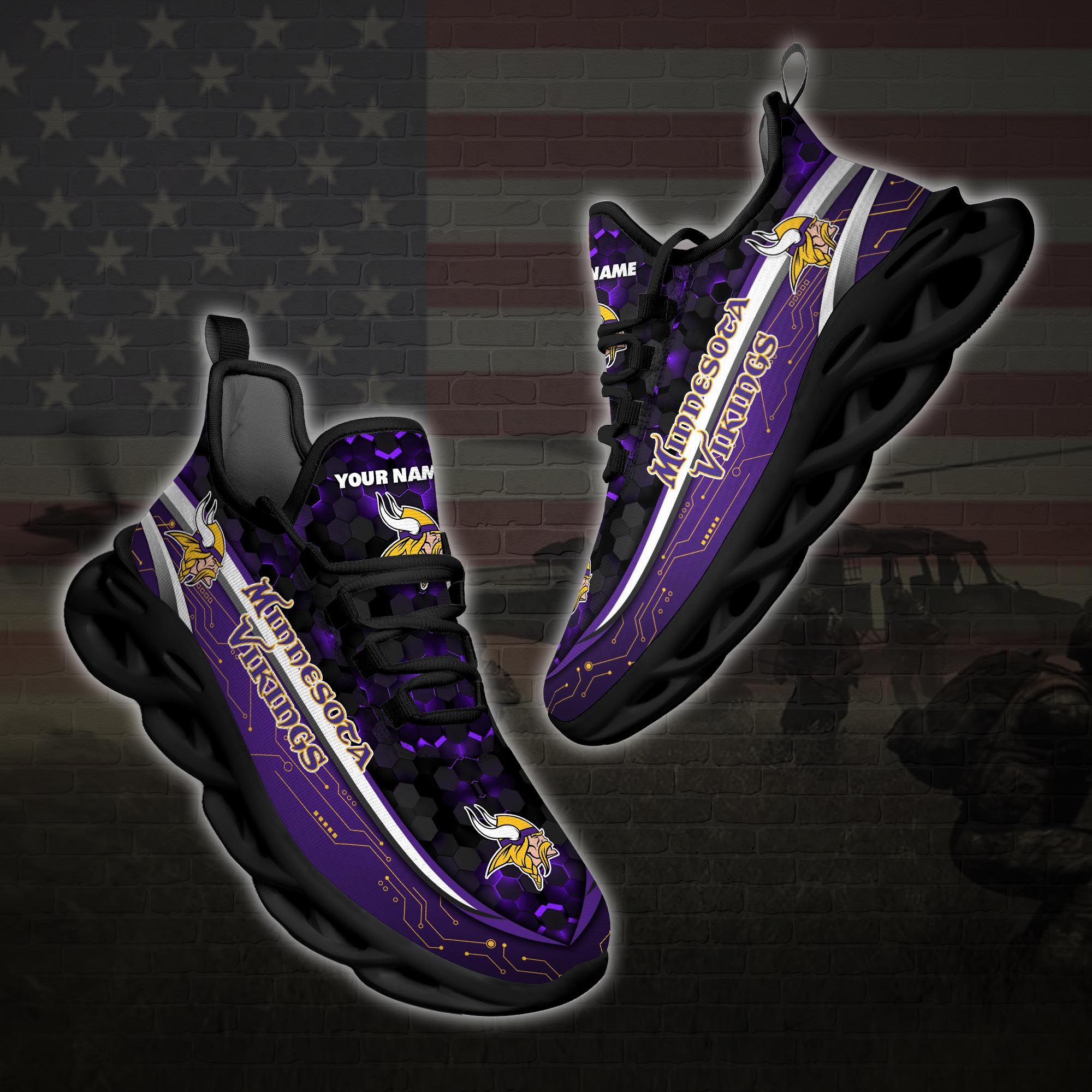 Personalized Minnesota Vikings Football Team Max Soul Clunky Sneaker Personalized Minnesota Vikings Football Team Max Soul Clunky Sneaker
