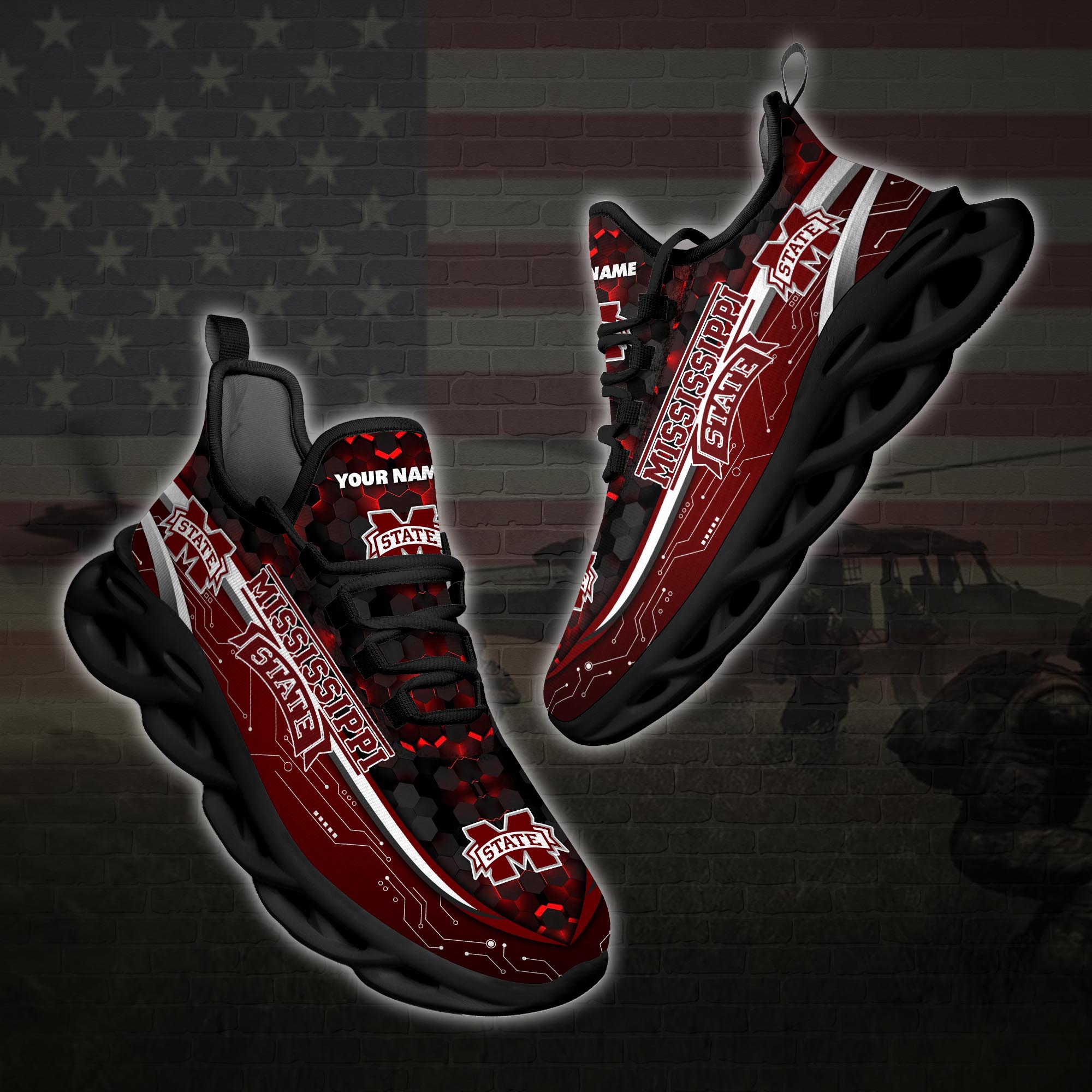 Personalized Mississippi State Bulldogs Football Team Clunky Max Soul Shoes Personalized Mississippi State Bulldogs Football Team Clunky Max Soul Shoes