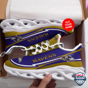 Personalized Name Baltimore Ravens Mascot Max Soul Shoes 45