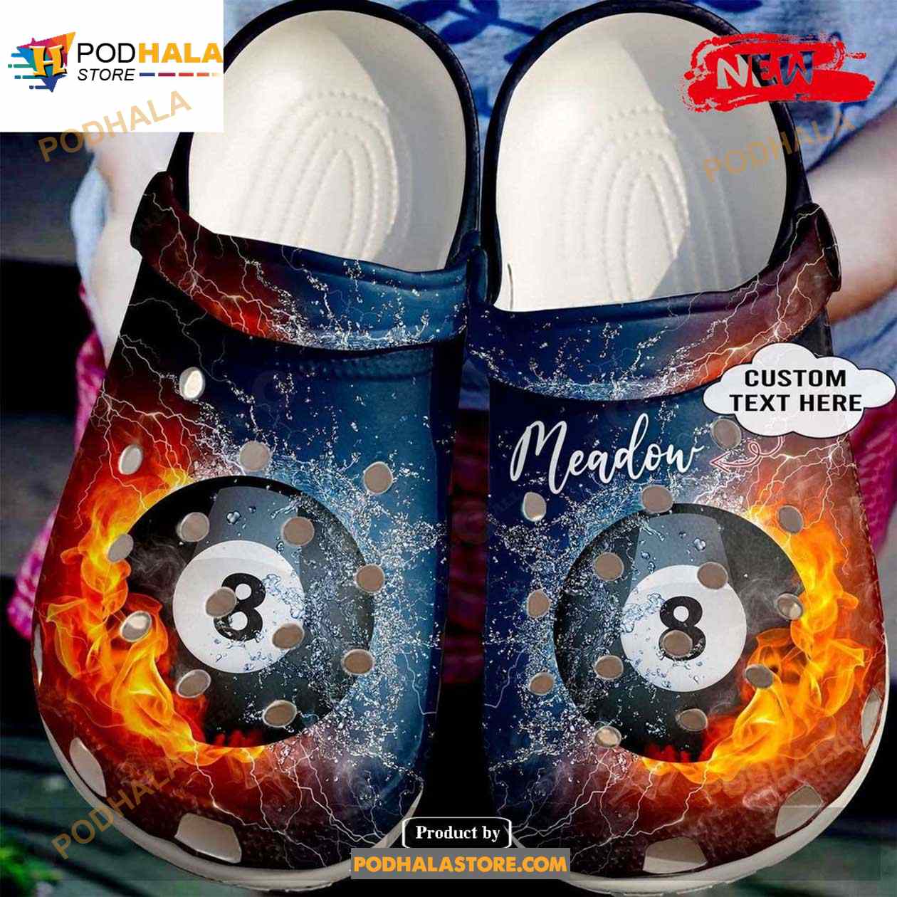 Personalized Name Fire – Water 8 Billiard Ball Crocs Classic Clog Shoes Personalized Name Fire – Water 8 Billiard Ball Crocs Classic Clog Shoes