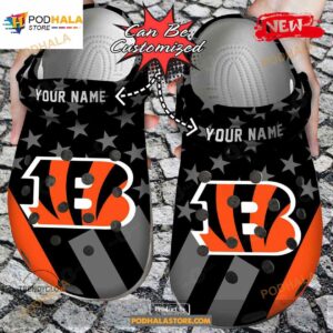 Personalized Name Football Crocs Cbengals Star Flag Clog Shoes