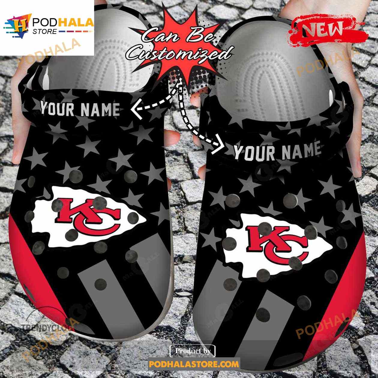 Personalized Name Football Crocs Kc Chiefs Star Flag Clog Shoes Personalized Name Football Crocs Kc Chiefs Star Flag Clog Shoes