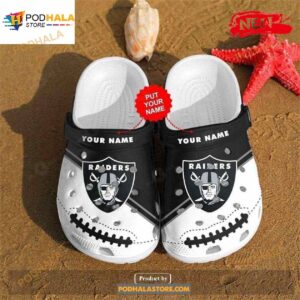 Personalized Name Las Vegas Raiders Gift For Fan Crocs Crocband Clogs Comfy Footwear