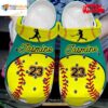 Personalized Name Number Colorful Softball Crocs Classic Clog Shoes