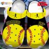 Personalized Name Number Softball Player Black Yellow Crocs Classic Clog Shoes