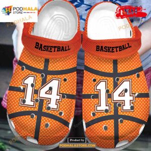 Personalized Name Orange Basketball Ball Leather Crocs Classic Clog Shoes