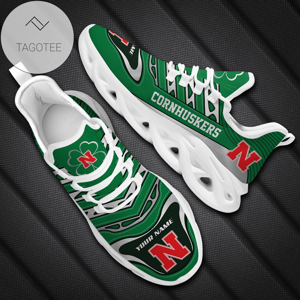 Personalized Nebraska Cornhuskers Ncaa Saint Patrick S Day Shamrock Custom Name Clunky Max Soul Shoes Sneakers For Mens Womens Personalized Nebraska Cornhuskers Ncaa Saint Patrick S Day Shamrock Custom Name Clunky Max Soul Shoes Sneakers For Mens Womens
