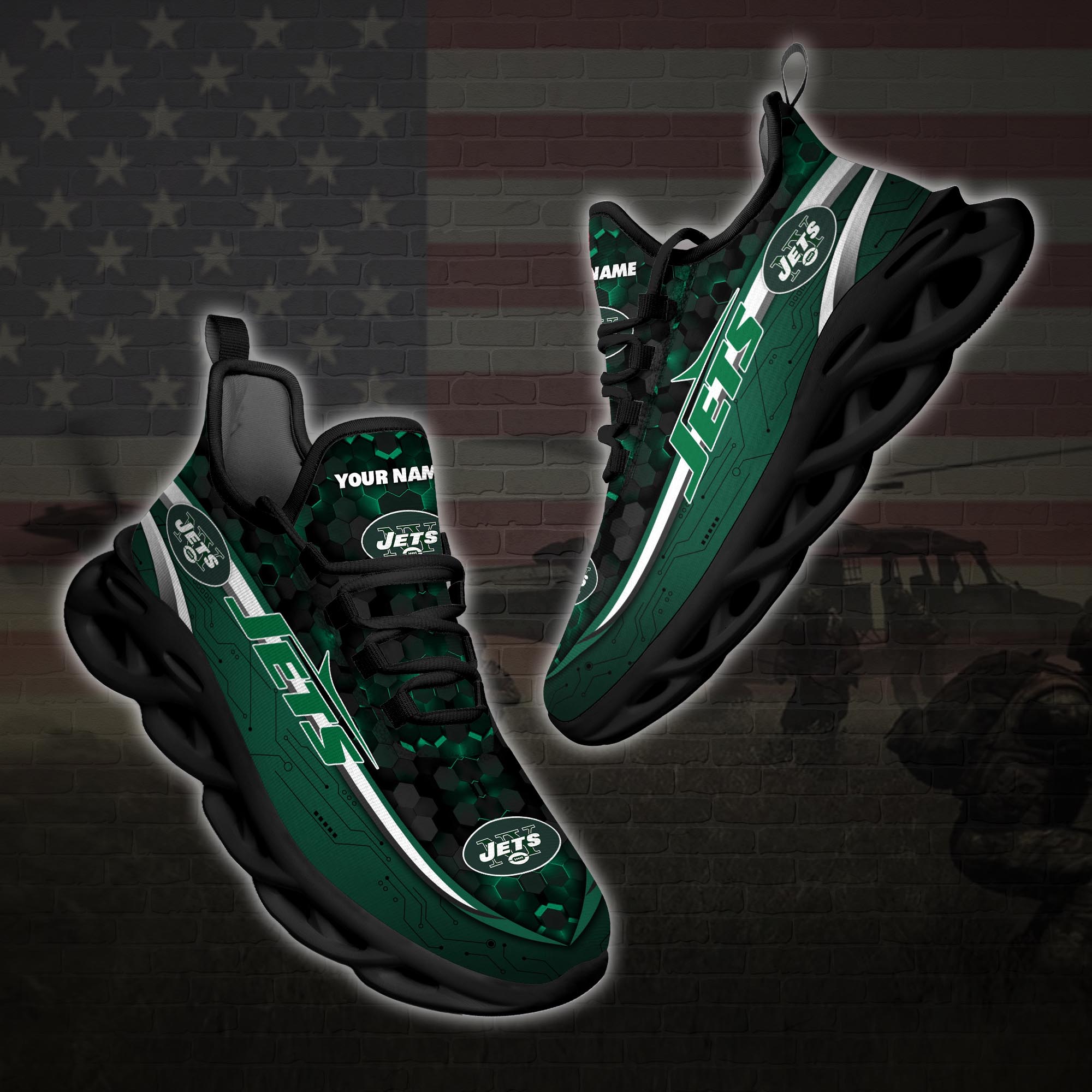 Personalized New York Jets Football Team Max Soul Clunky Sneaker Personalized New York Jets Football Team Max Soul Clunky Sneaker