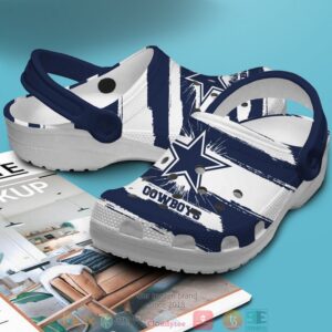 Personalized Nfl Dallas Cowboys White Navy Line Crocs Band Shoes