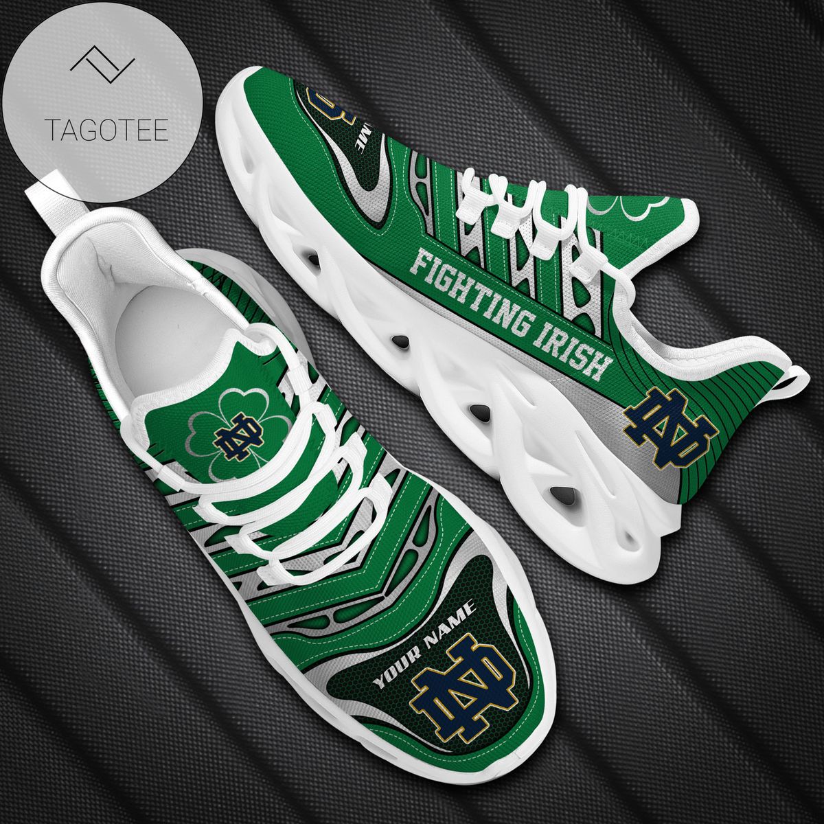 Personalized Notre Dame Fighting Irish Ncaa Saint Patrick S Day Shamrock Custom Name Clunky Max Soul Shoes Sneakers For Mens Womens Personalized Notre Dame Fighting Irish Ncaa Saint Patrick S Day Shamrock Custom Name Clunky Max Soul Shoes Sneakers For Mens Womens