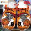 Personalized Number Basketball Hoop Watercolor Crocs Classic Clog Shoes