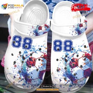 Personalized Number Watercolor Soccer Ball Crocs Classic Clog Shoes