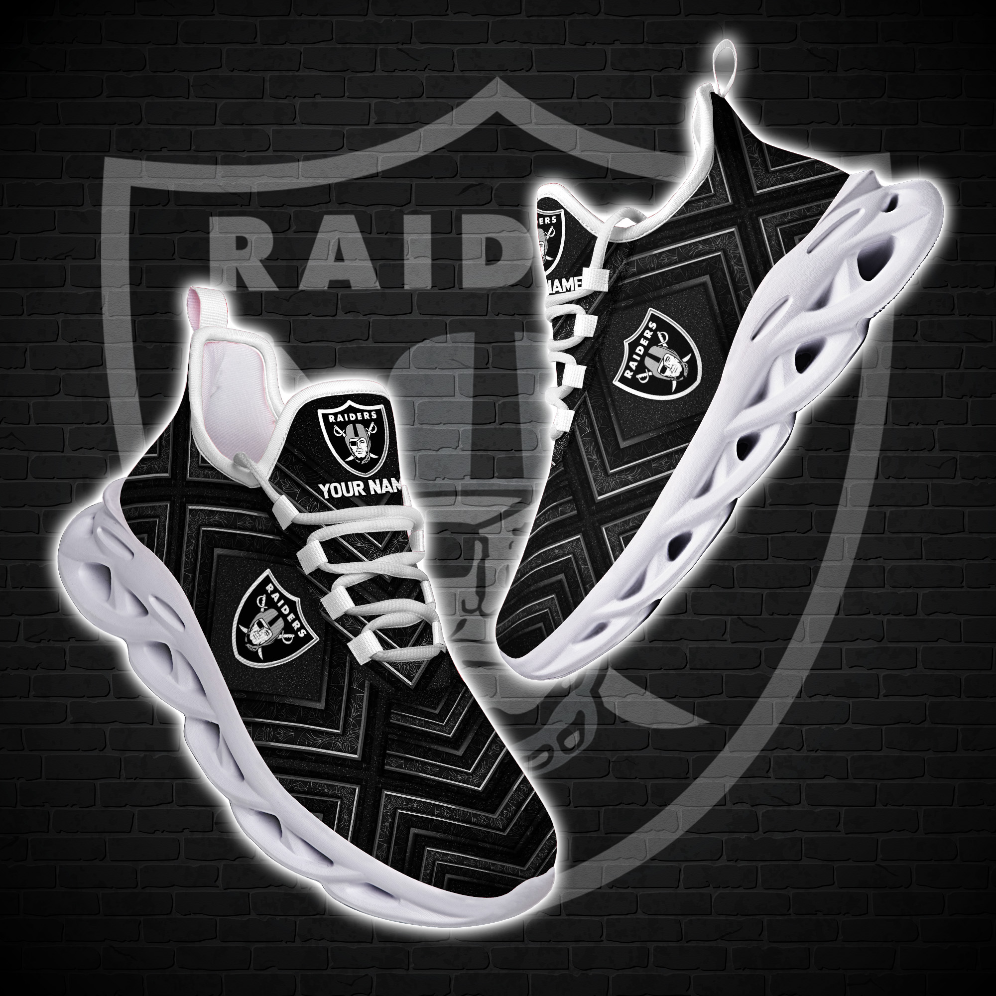 Personalized Oakland Raiders Custom Clunky Max Soul Shoes Personalized Oakland Raiders Custom Clunky Max Soul Shoes