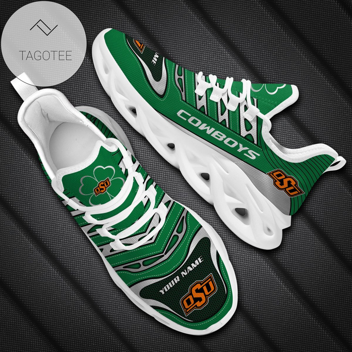 Personalized Oklahoma State Cowboys Ncaa Saint Patrick S Day Shamrock Custom Name Clunky Max Soul Shoes Sneakers For Mens Womens Personalized Oklahoma State Cowboys Ncaa Saint Patrick S Day Shamrock Custom Name Clunky Max Soul Shoes Sneakers For Mens Womens