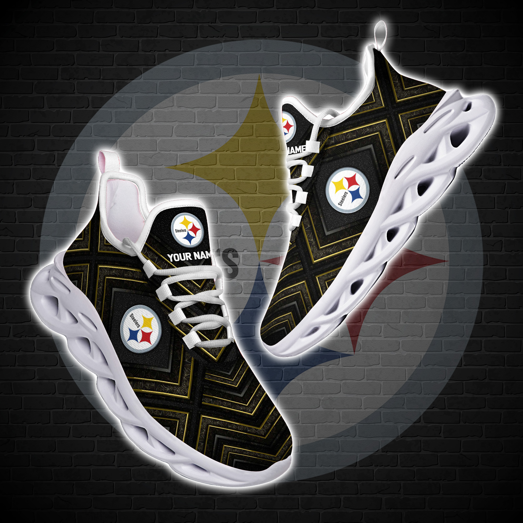 Personalized Pittsburgh Steelers Custom Clunky Max Soul Shoes Personalized Pittsburgh Steelers Custom Clunky Max Soul Shoes
