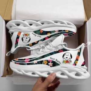 Personalized Snoopy Flowers Custom Name Clunky Max Soul Shoes
