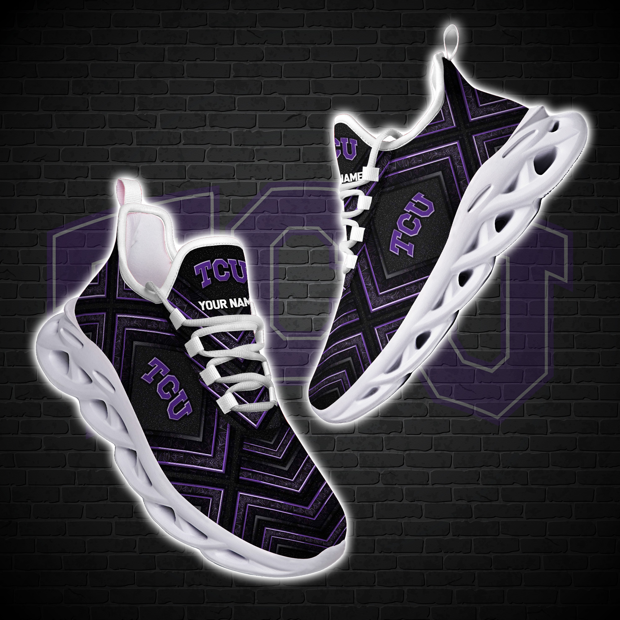 Personalized Tcu Horned Frogs Custom Clunky Max Soul Shoes Personalized Tcu Horned Frogs Custom Clunky Max Soul Shoes
