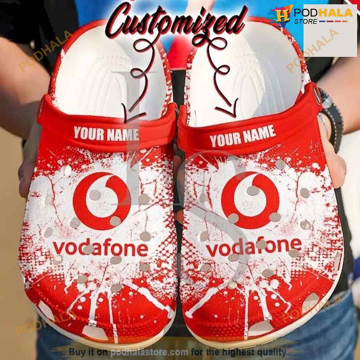 Personalized Vodafone Crocs Clog Shoes Personalized Vodafone Crocs Clog Shoes