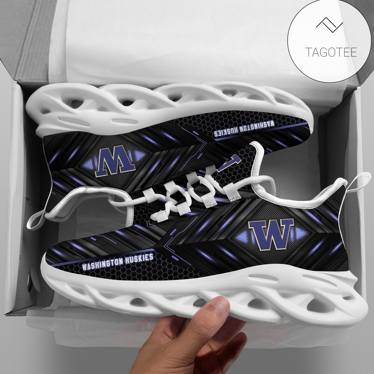 Personalized Washington Huskies Football Team Clunky Sneakers Max Soul Shoes Personalized Washington Huskies Football Team Clunky Sneakers Max Soul Shoes