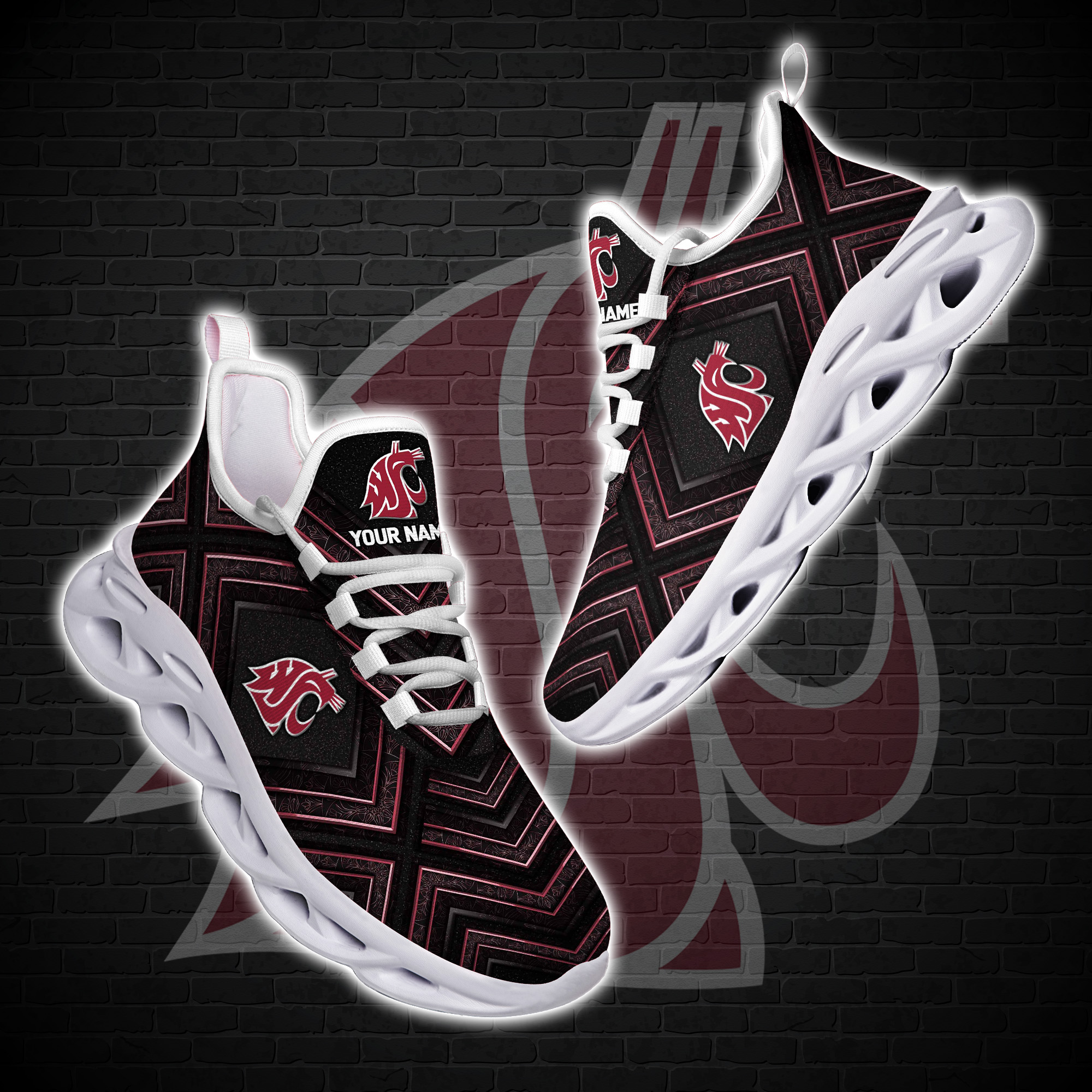 Personalized Washington State Cougars Custom Clunky Max Soul Shoes Personalized Washington State Cougars Custom Clunky Max Soul Shoes