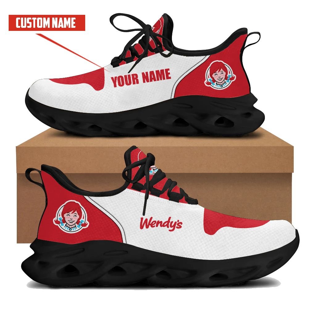 Personalized Wendy’S White Red Custom Clunky Max Soul Shoes Personalized Wendy’S White Red Custom Clunky Max Soul Shoes