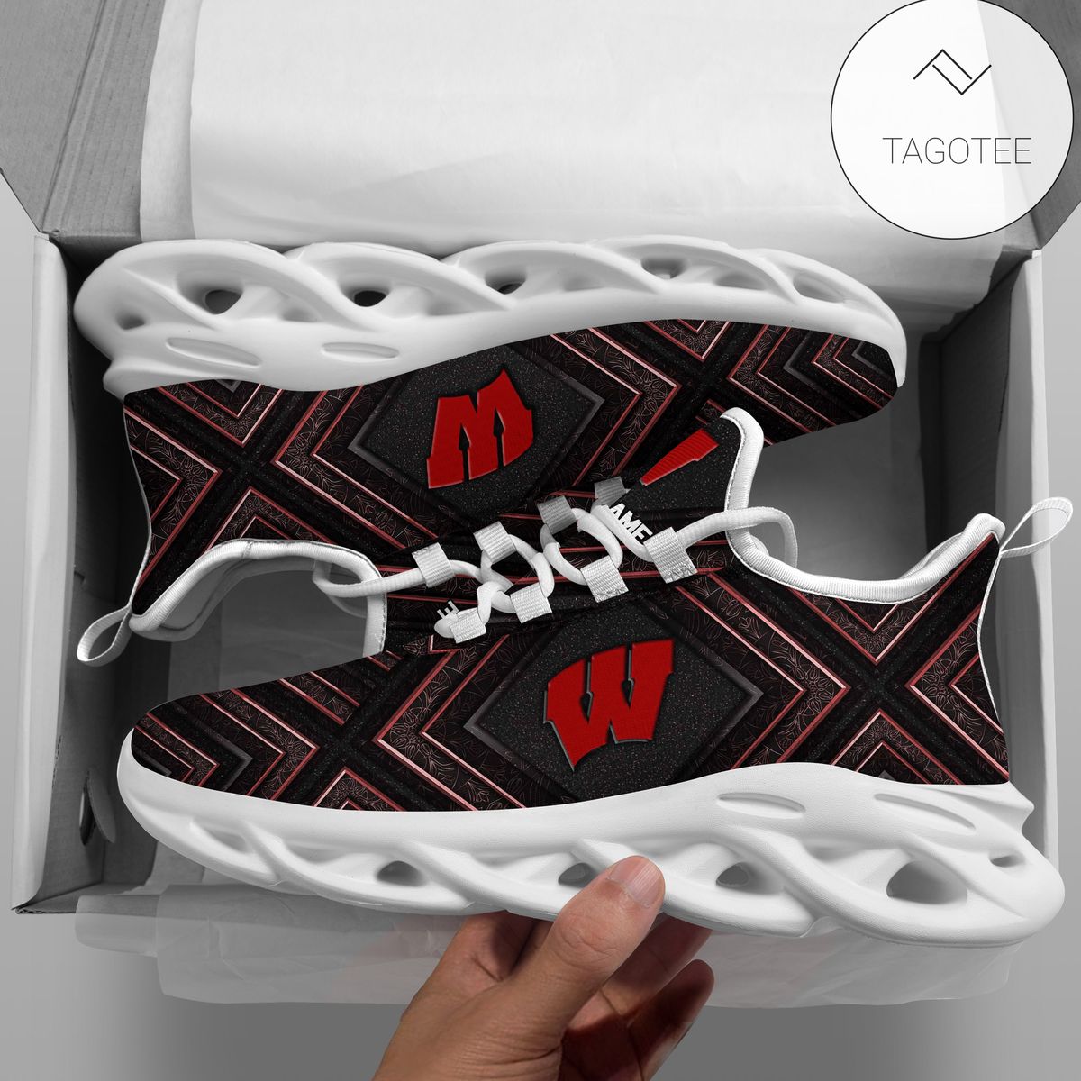 Personalized Wisconsin Badgers Clunky Sneakers Max Soul Shoes Personalized Wisconsin Badgers Clunky Sneakers Max Soul Shoes