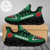 Personalized Wisconsin Badgers Ncaa Saint Patrick S Day Shamrock Custom Name Clunky Max Soul Shoes Sneakers For Mens Womens