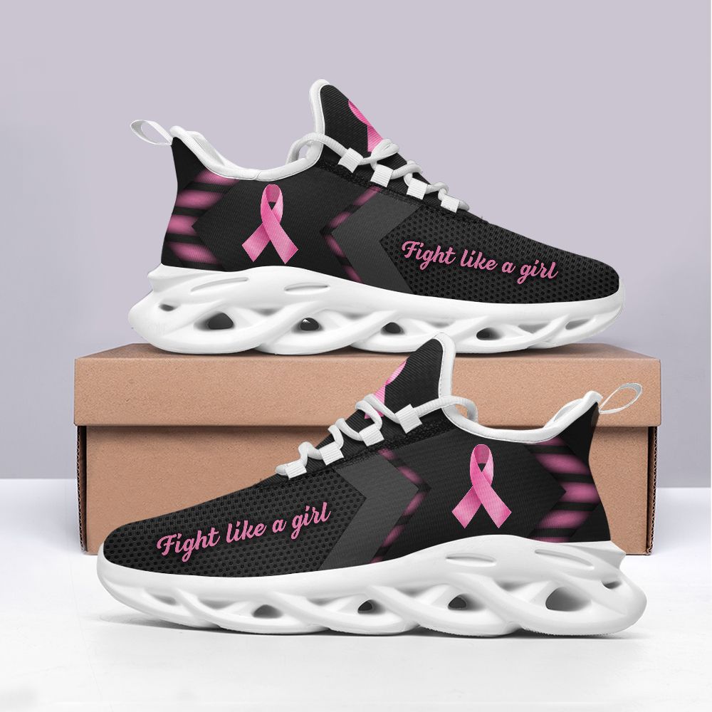 Pink Breast Cancer Awareness Fight Like A Girl Clunky Max Soul Shoes Pink Breast Cancer Awareness Fight Like A Girl Clunky Max Soul Shoes