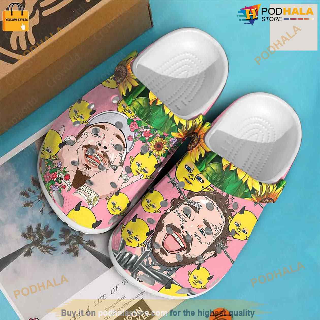 Post Malone High Quality Sunflower Crocs Crocband Clog Shoes Post Malone High Quality Sunflower Crocs Crocband Clog Shoes