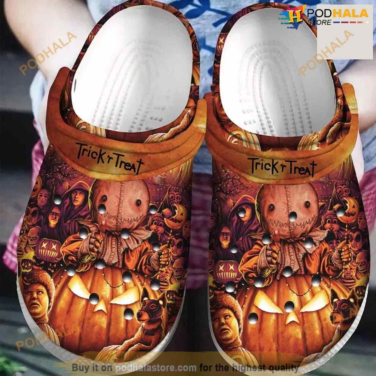 Pumpkin Trick And Treat Sam Horror Movies Halloween Crocs Clogs Shoes Pumpkin Trick And Treat Sam Horror Movies Halloween Crocs Clogs Shoes