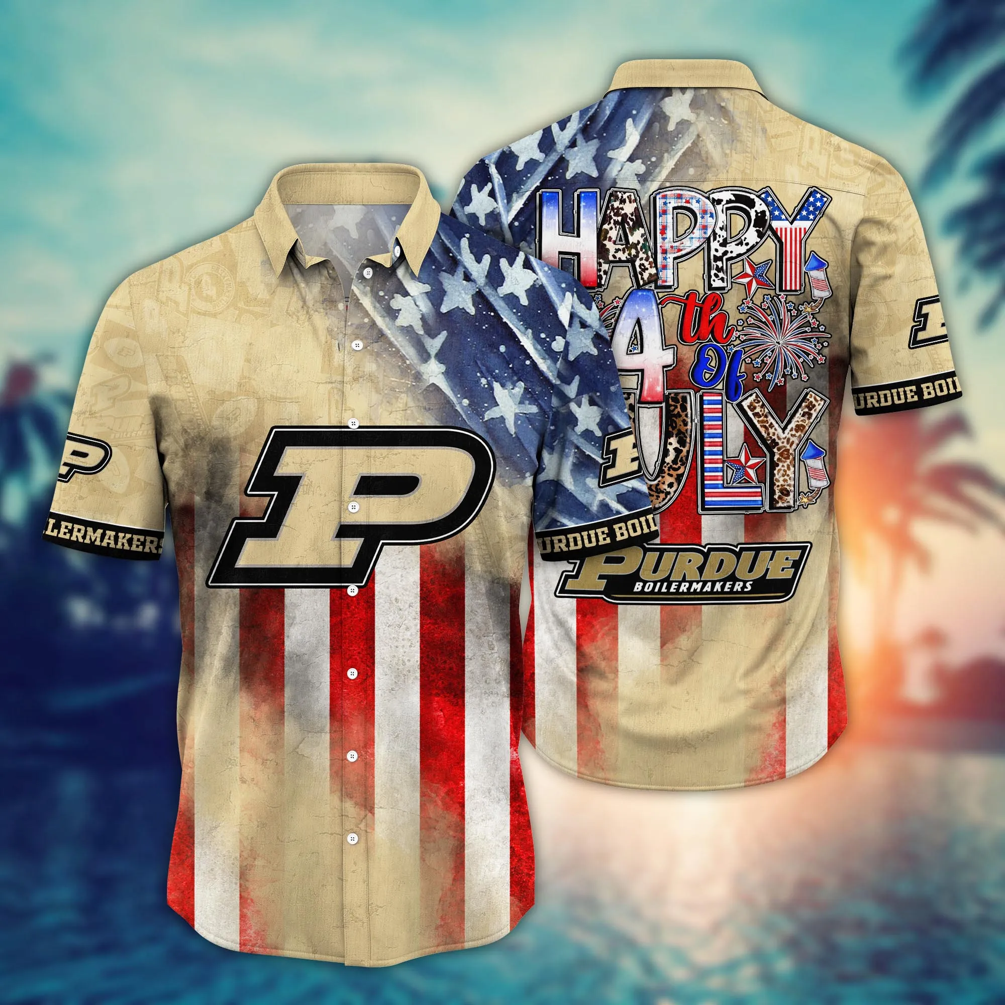 Purdue Boilermakers America Flag Pattern 4th Of July Hawaiian Shirt Purdue Boilermakers America Flag Pattern 4th Of July Hawaiian Shirt
