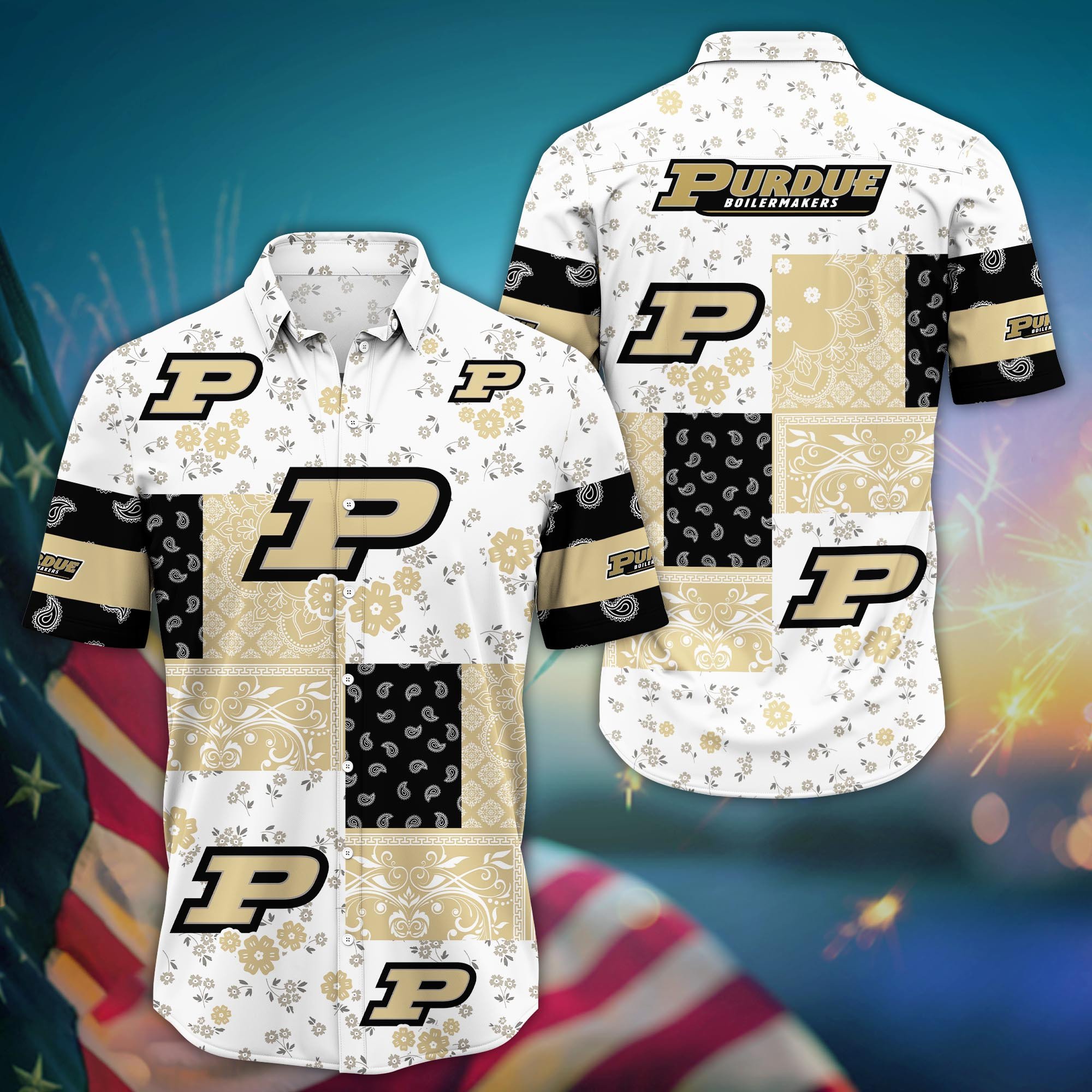 Purdue Boilermakers Mini Blossom Aloha Hawaiian Shirt Purdue Boilermakers Mini Blossom Aloha Hawaiian Shirt