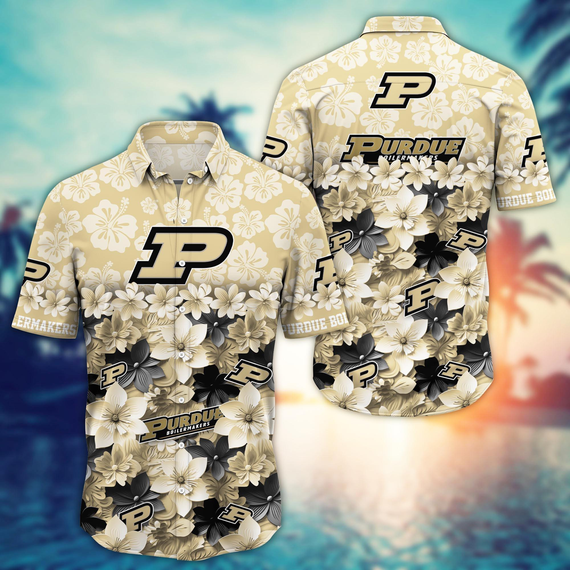 Purdue Boilermakers Tropical Flowers Aloha Hawaiian Shirt Purdue Boilermakers Tropical Flowers Aloha Hawaiian Shirt