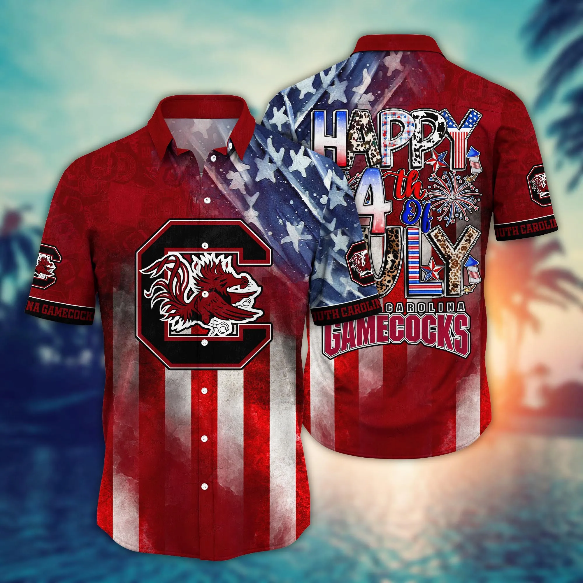 South Carolina Gamecocks 4th Of July America Flag Pattern Hawaiian Shirt South Carolina Gamecocks 4th Of July America Flag Pattern Hawaiian Shirt