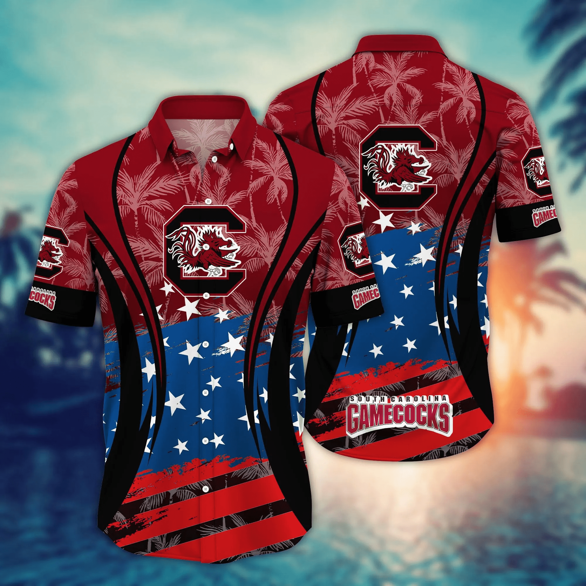 South Carolina Gamecocks 4th Of July America Flag Pattern Hawaiian Shirt South Carolina Gamecocks 4th Of July America Flag Pattern Hawaiian Shirt