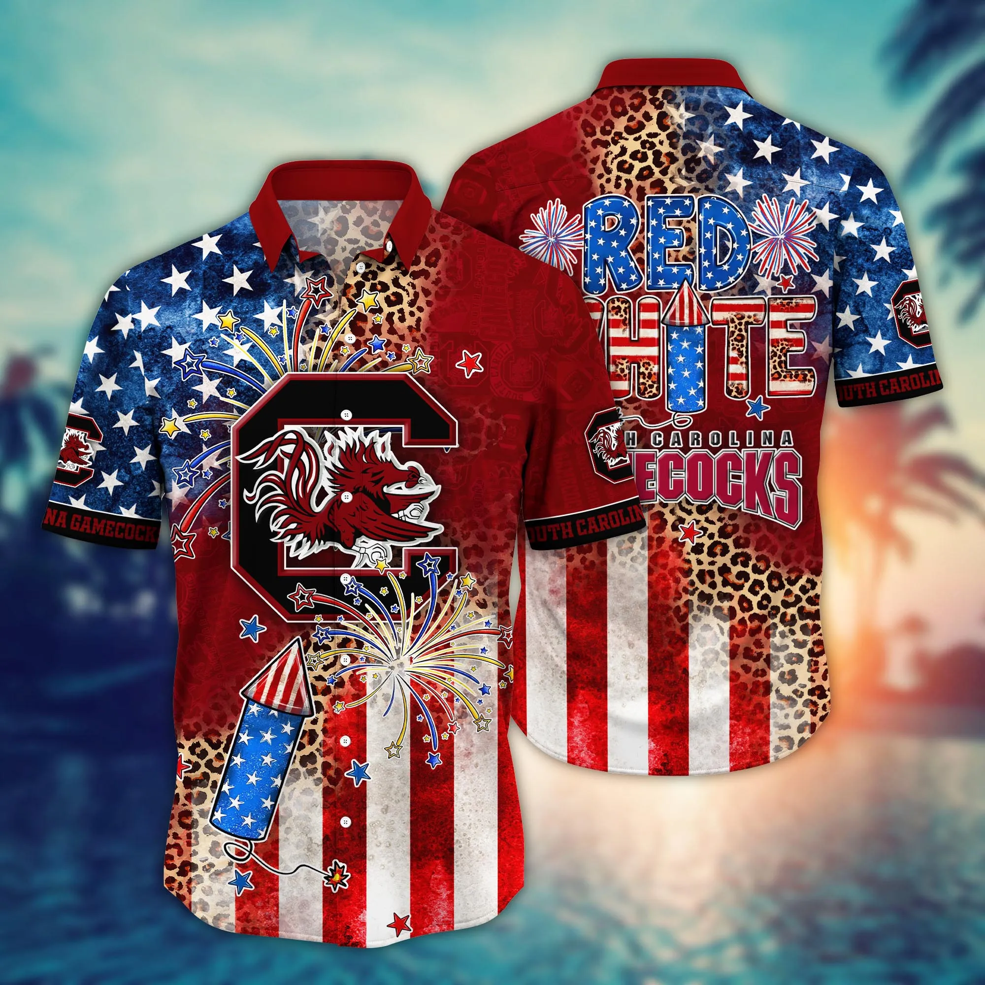 South Carolina Gamecocks America Flag Pattern 4th Of July Hawaiian Shirt South Carolina Gamecocks America Flag Pattern 4th Of July Hawaiian Shirt