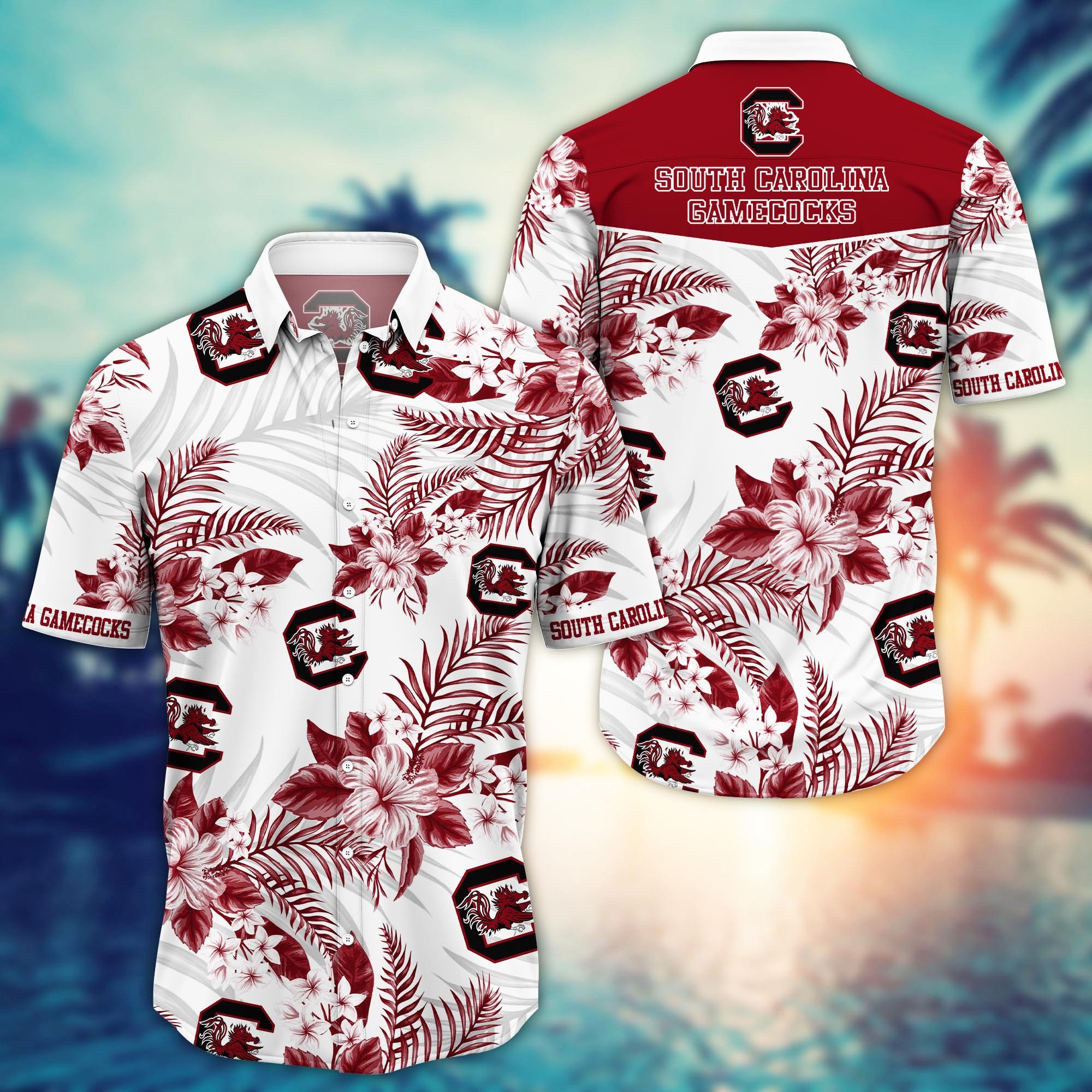 South Carolina Gamecocks Blossom Aloha Hawaiian Shirt South Carolina Gamecocks Blossom Aloha Hawaiian Shirt