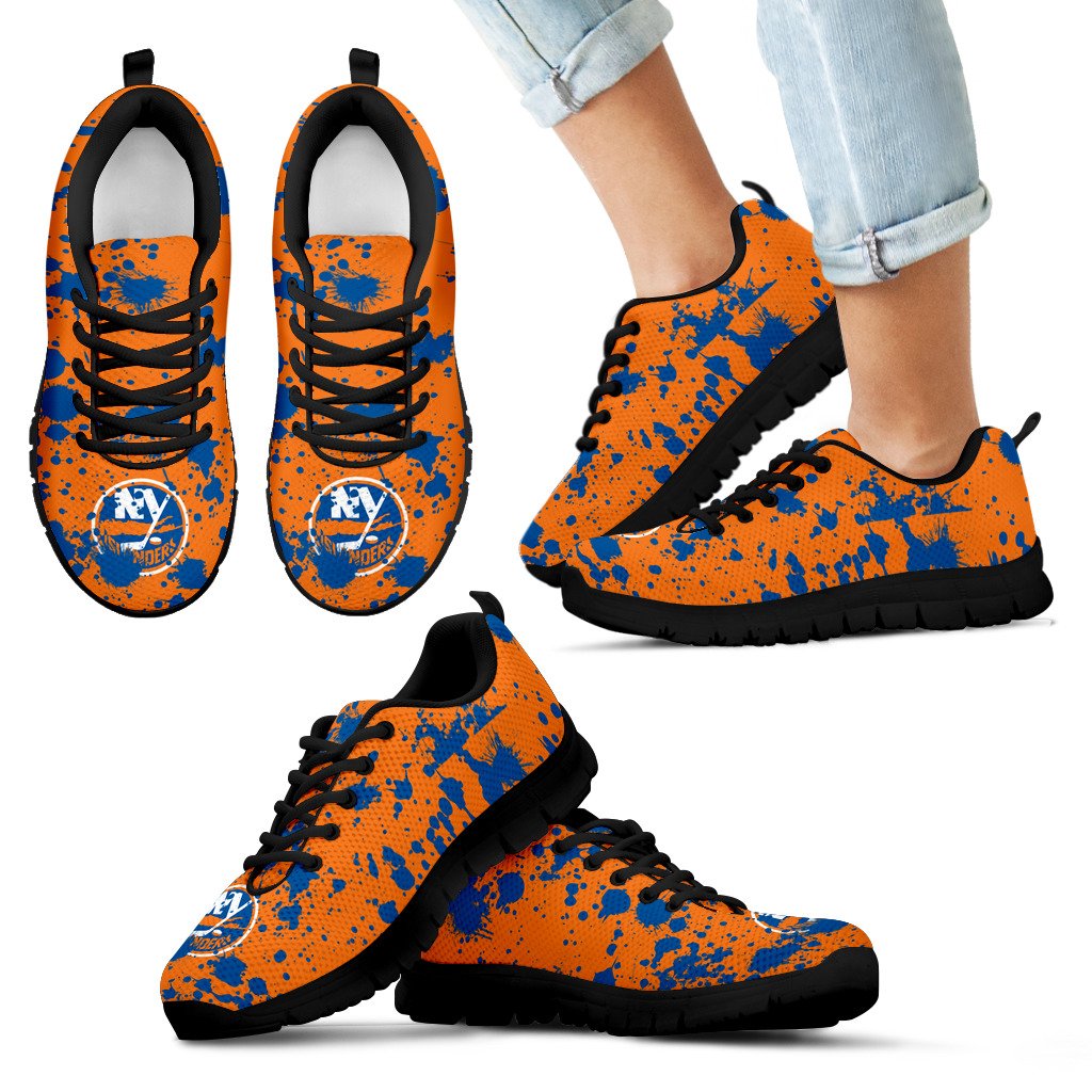Splatters Watercolor New York Islanders Sneakers Splatters Watercolor New York Islanders Sneakers