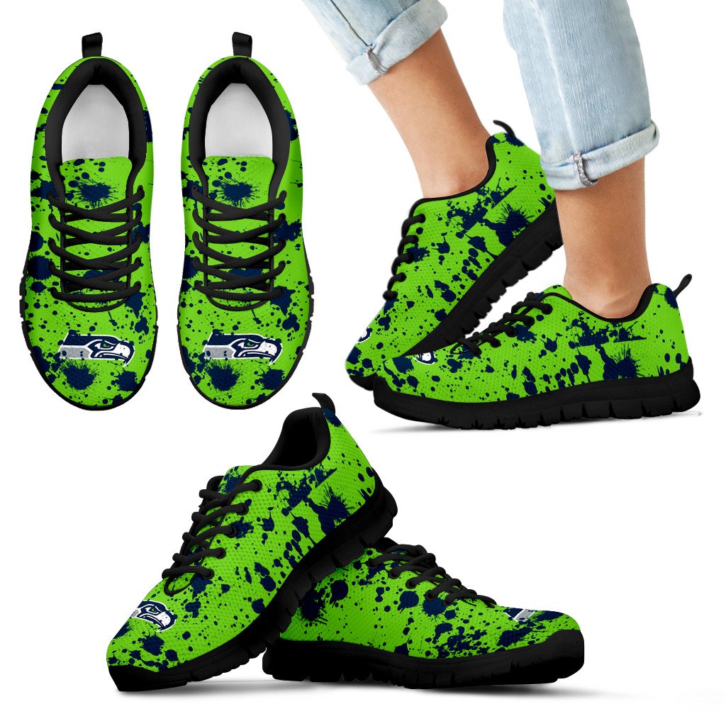 Splatters Watercolor Seattle Seahawks Sneakers Splatters Watercolor Seattle Seahawks Sneakers