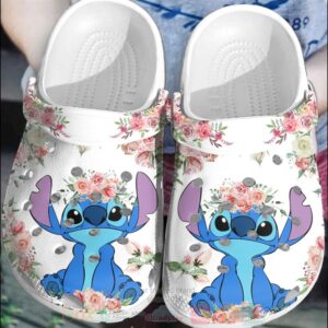 Stitch With Flowers Crocband Crocs Clog Shoes