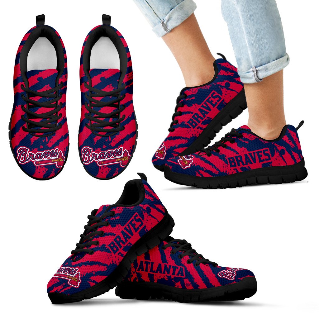 Stripes Pattern Print Atlanta Braves Sneakers V3 Stripes Pattern Print Atlanta Braves Sneakers V3