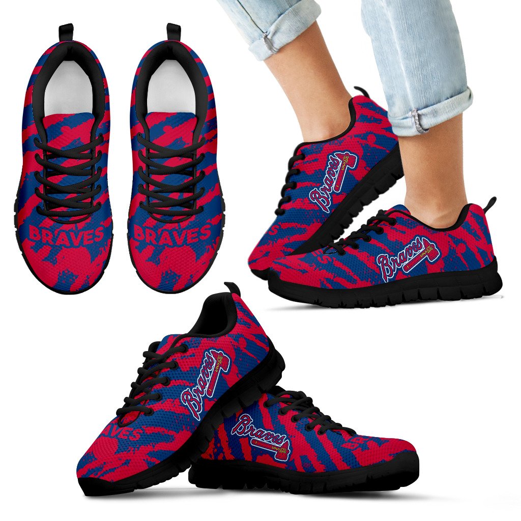 Stripes Pattern Print Atlanta Braves Sneakers Stripes Pattern Print Atlanta Braves Sneakers