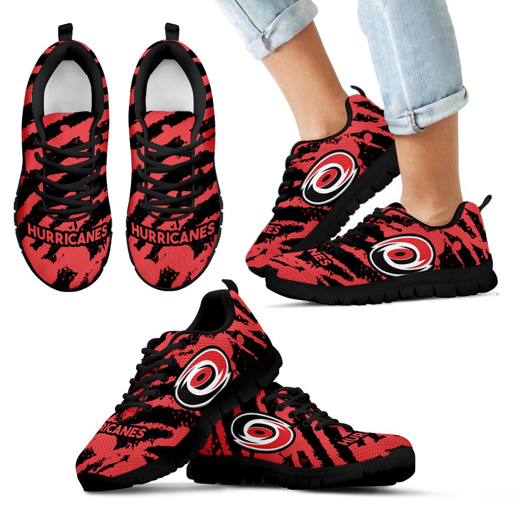Stripes Pattern Print Carolina Hurricanes Sneakers Stripes Pattern Print Carolina Hurricanes Sneakers