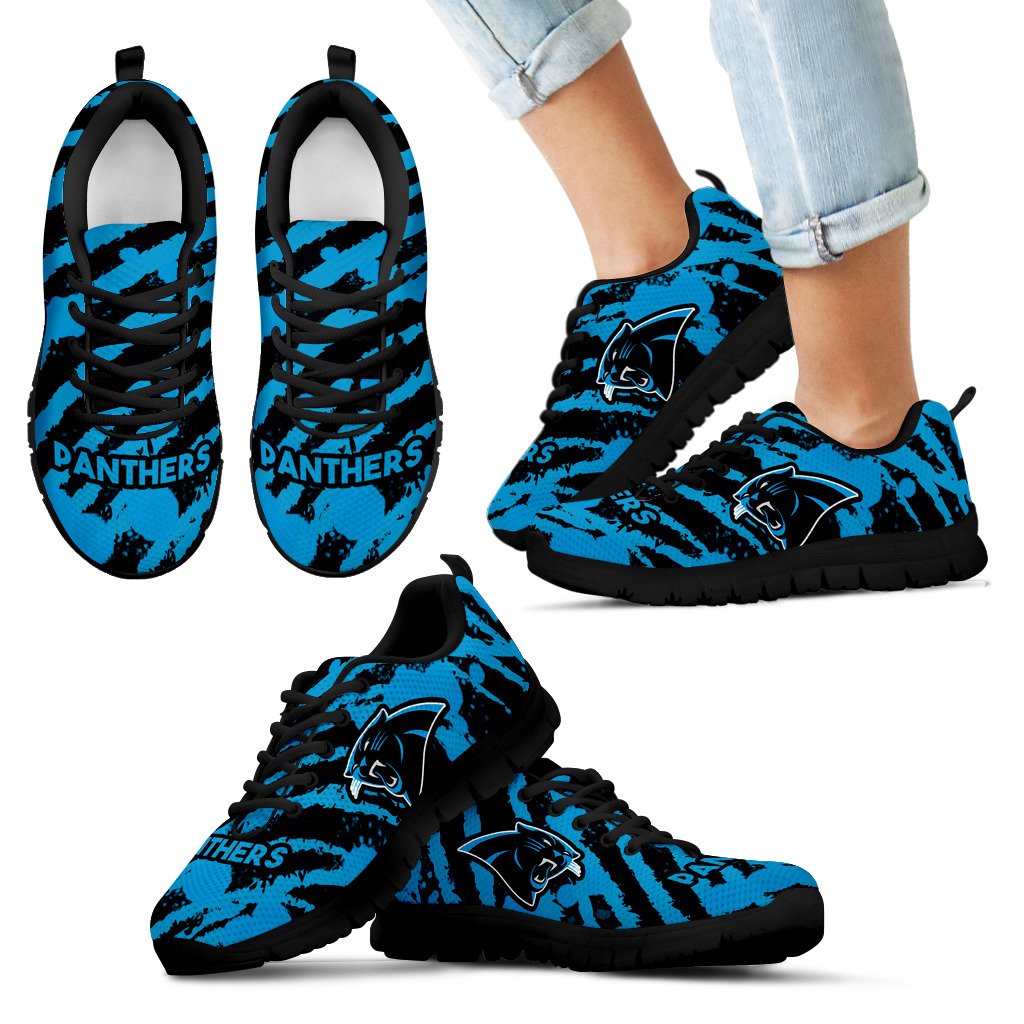 Stripes Pattern Print Carolina Panthers Sneakers Stripes Pattern Print Carolina Panthers Sneakers