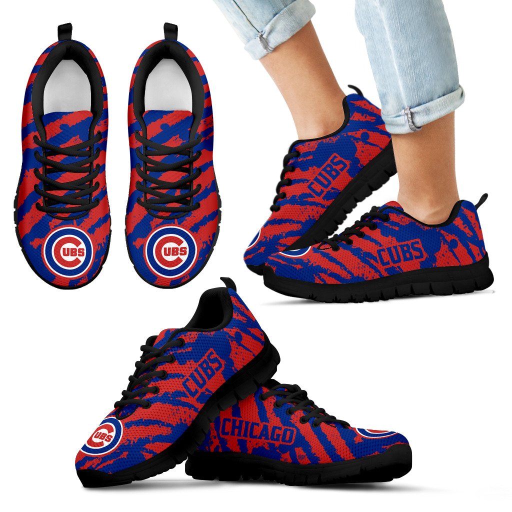 Stripes Pattern Print Chicago Cubs Sneakers V3 Stripes Pattern Print Chicago Cubs Sneakers V3