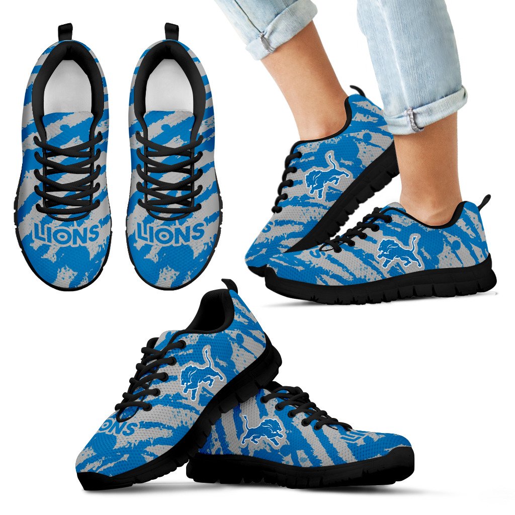 Stripes Pattern Print Detroit Lions Sneakers Stripes Pattern Print Detroit Lions Sneakers