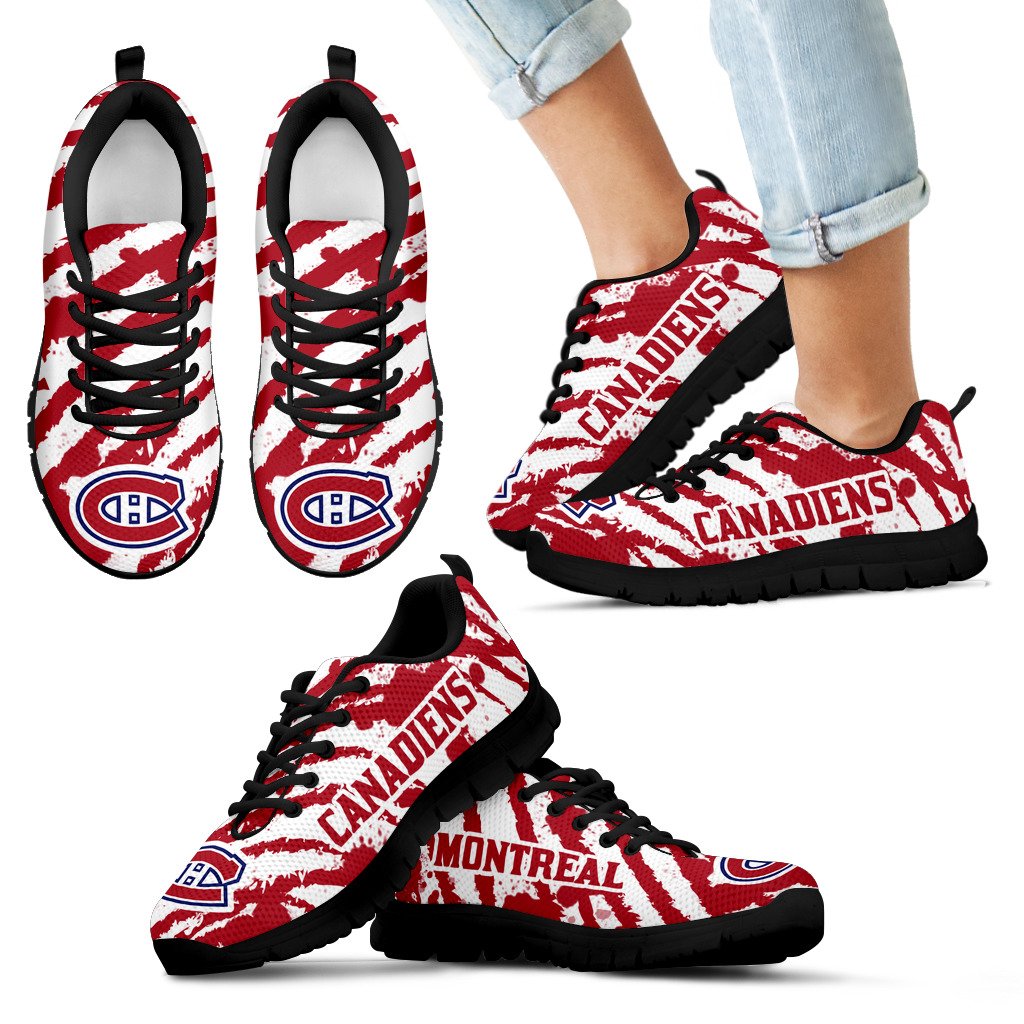 Stripes Pattern Print Montreal Canadiens Sneakers V3 Stripes Pattern Print Montreal Canadiens Sneakers V3