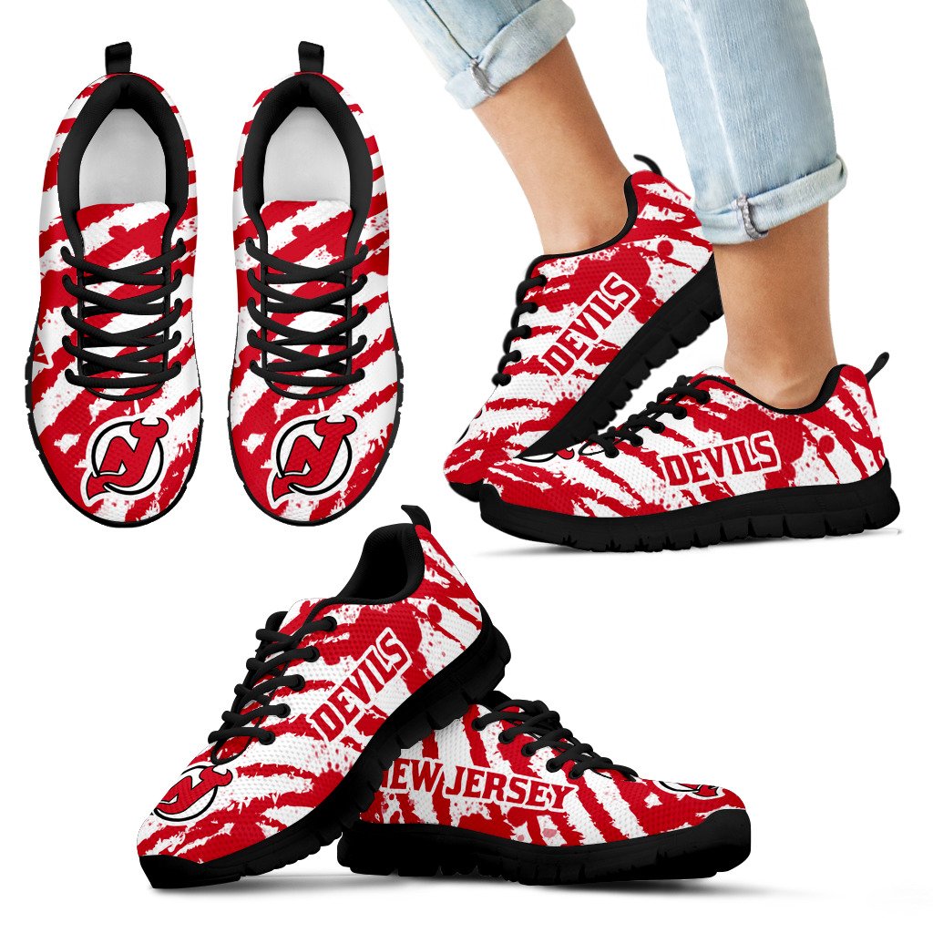 Stripes Pattern Print New Jersey Devils Sneakers V3 Stripes Pattern Print New Jersey Devils Sneakers V3