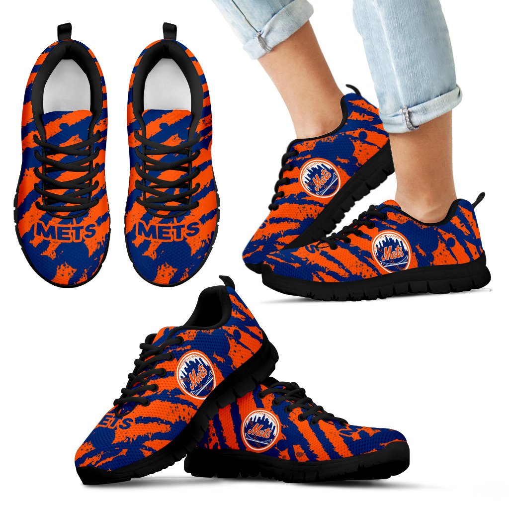 Stripes Pattern Print New York Mets Sneakers Stripes Pattern Print New York Mets Sneakers